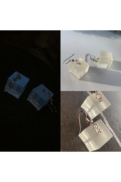 MISS GOLDEN Bright Blue Highlighter Neon - Silver Accessory Earrings Epoxy Gift