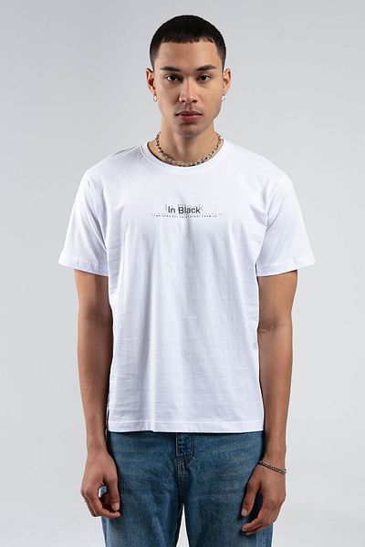 Manche Crew Neck White Printed Short Sleeve 100% Cotton T-Shirt