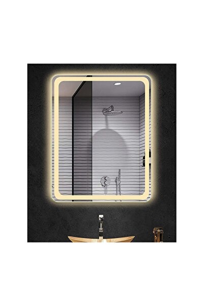 GLOBAL LED MIRROR 60x70 Cm Kumlamalı Ledli Ayna Duvar Salon Banyo Wc Ofis Yat...