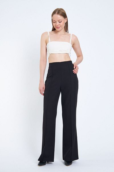 SIMO CLUB High Waist and Front Grass Women's Trousers - Loose Fabric with Side Zipper
