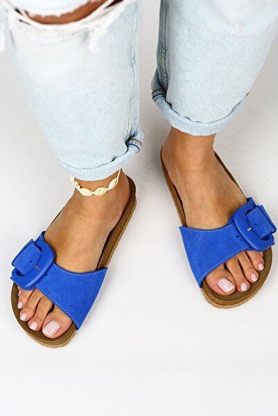 Manijero Papuci Alandra de damă din piele naturală albastră