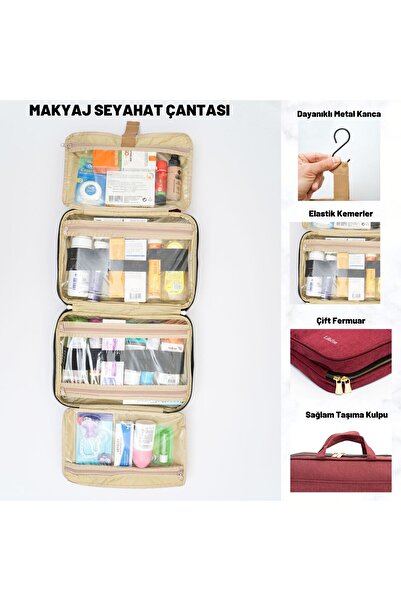 LifeZon Makyaj Seyahat Çantası Bavul Içi Düzenleyici Makyaj Bavulu Seyahat Organizeri Makyaj Seti