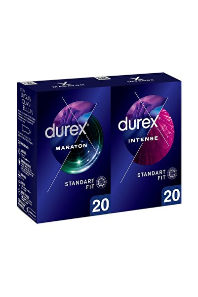 Durex Maraton Geciktiricili + Intense Uyarıcı Jelli ve Tırtıklı Prezervatif 4...