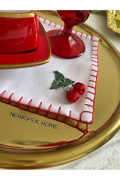 NehiripekHome Cherry Pompom Presentation Coaster Napkin (1 Piece)