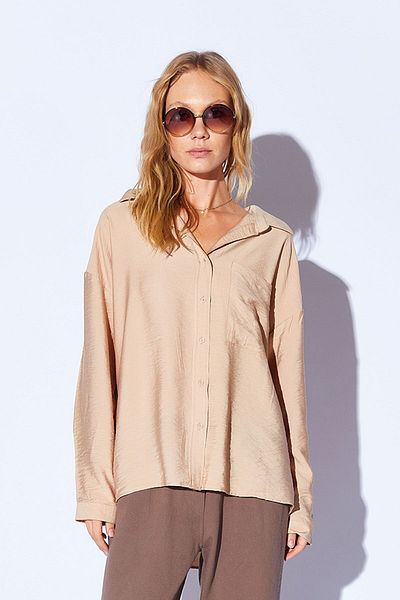 Manche V-neck Beige Women's Shirt - Casual Mks 166918 -01