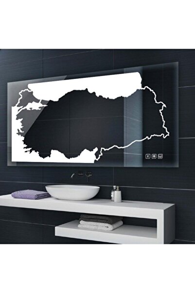 GLOBAL LED MIRROR 70x120 Türkiye Haritalı Dokunmatik Tuşlu Ledli Banyo Aynası
