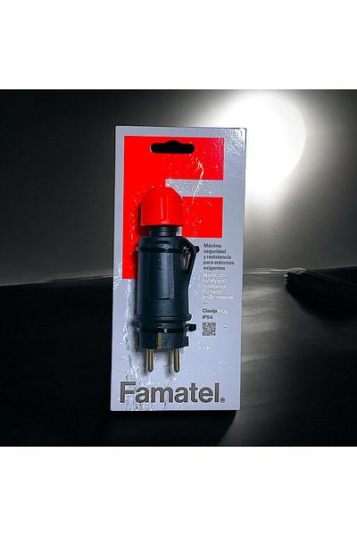 FAMATEL Male Plug - Industrial, Dust and Water Resistant, Ideal for Construction Site and Workshop