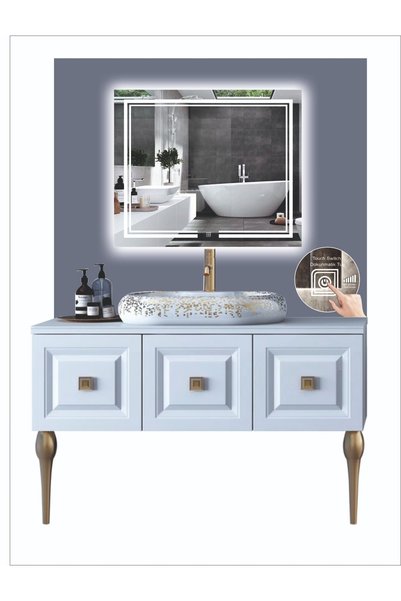 DNR Mirror 77x67 Dokunmatik Tuşlu Özel Desenli Ledli Banyo Aynası