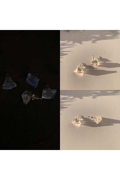 MISS GOLDEN Bright Blue Highlighter Neon - Triangle Diamond Epoxy Earrings with Silver Accessories