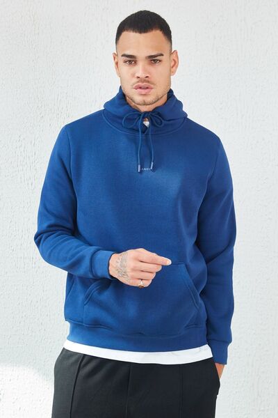 Manche Hooded Basic Minimal Printed Sweat Marine