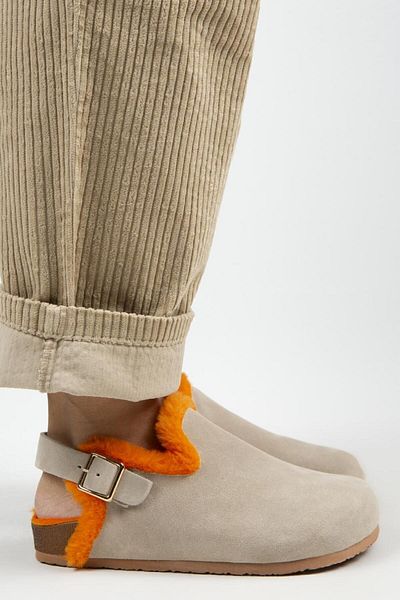 Manijero Holly Furry Women's Genuine Leather Furry Genuine Leather Belt Buckle Beige- Orange Sandals