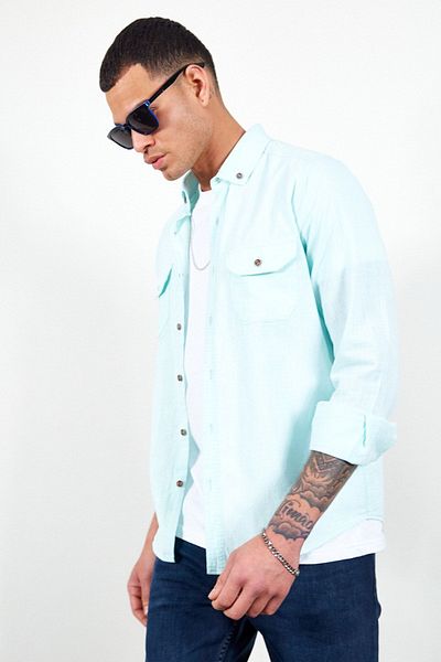 Manche Mint Double Pocket Covered Shirt