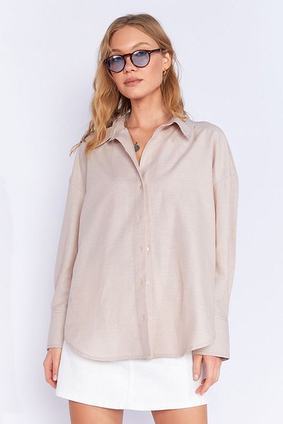 Manche Stone Cotton Blended Oxford Shirt| MKW167422-01