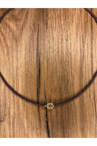 Stoneday Turtle Pronged Purple Afghan Bead Necklace