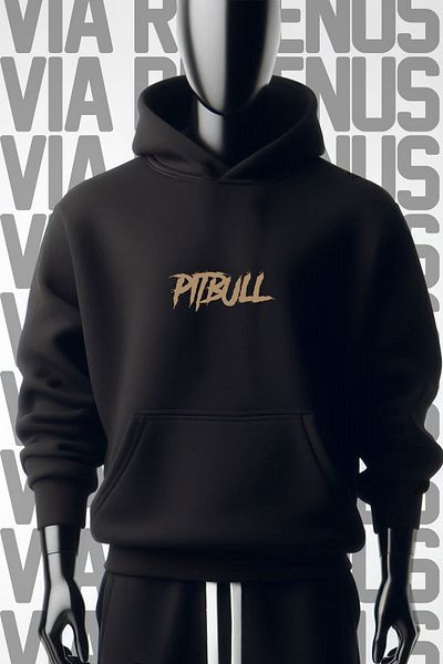 Vordevia Pittbull 3-прежден суитшърт с качулка и широк модел - черен - с щампа отпред и отзад