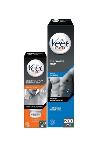 Veet Men Men's Private Hair Removal Cream Sensitive Skin 200ml + Underarm Private Hair Removal Cream 100ml