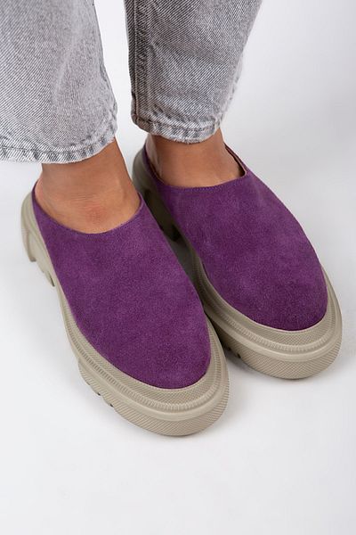 Manijero Papuci de damă Edna din piele naturală violet fără șireturi - piele de căprioară
