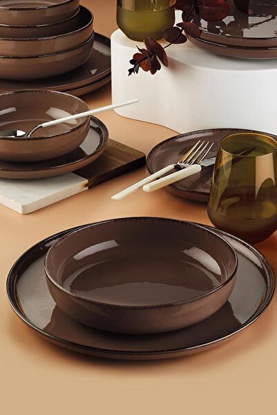 Kütahya Porselen Moderna 18 Parça 6 Kişilik Yemek Takımı Kahve