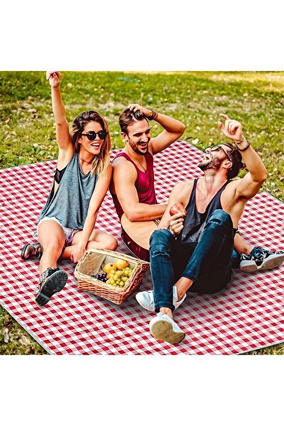 iyonk home Zemin Kamp Matı Katlanır Kamp Örtüsü Kalın Kamp Matı Yatağı Kareli Suya Dayanıklı150x200 Cm