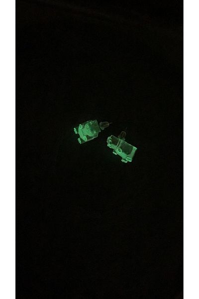 MISS GOLDEN Bright Green Highlighter Neon - Silver Accessory Earrings Epoxy