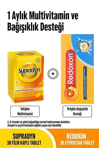 Supradyn Multivitamin and Immune Support Package for 1 Month: 30 Film Covered Tablets 30 Effervescent Tablets
