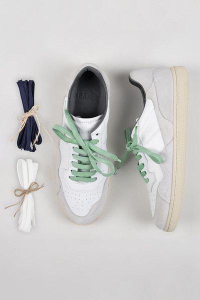 Krahe Artemis Men's Sneakers - Genuine Leather, Hand-painted, Laces and Spare Laces, White-white
