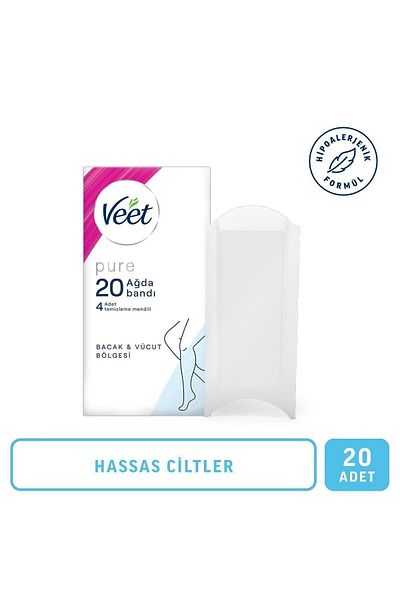Veet 20 Pack Hypoallergenic Tape - Leg and Body Wax, for Sensitive Skin