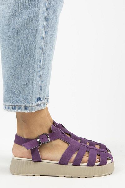 Manijero Rosa Femei - Sandale din piele naturală, cu cataramă, cu mai multe bretele din nurcă violet