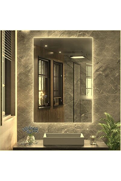 DNR Mirror 80x120 cm Günışığı Ledli Dikdörtgen Banyo Aynası Tuvalet Aynası