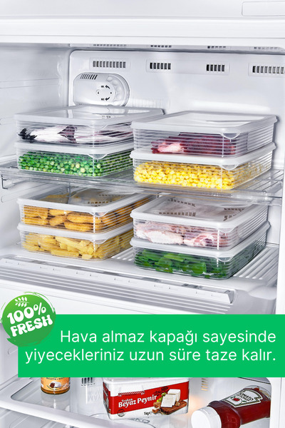 grimorlife 4 Adet Buzdolabı Düzenleyici Saklama Kabı Seti 2,3 Lt Şeffaf- Sebze Meyve Erzak Saklama -dipfriz