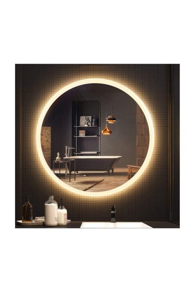 GLOBAL LED MIRROR 90 Cm Kumlamalı Yuvarlak Ledli Ayna Banyo Aynası Dekoratif Ayna Boy Ayna Salon Duvar Ayna