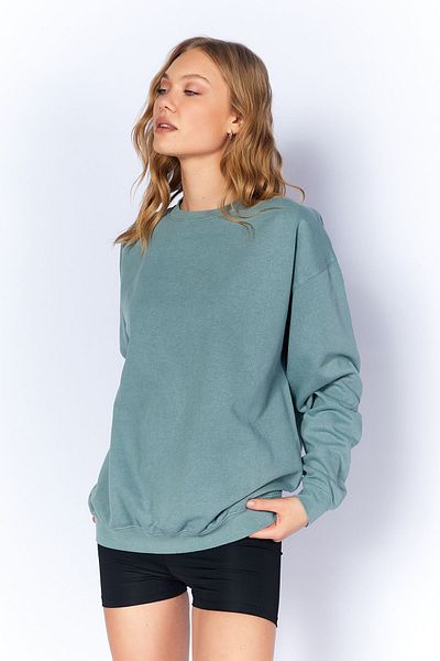 Manche Antique/Pale Effect Basic Fit l Knitted Sweatshirt| Petrol MKW278852-01