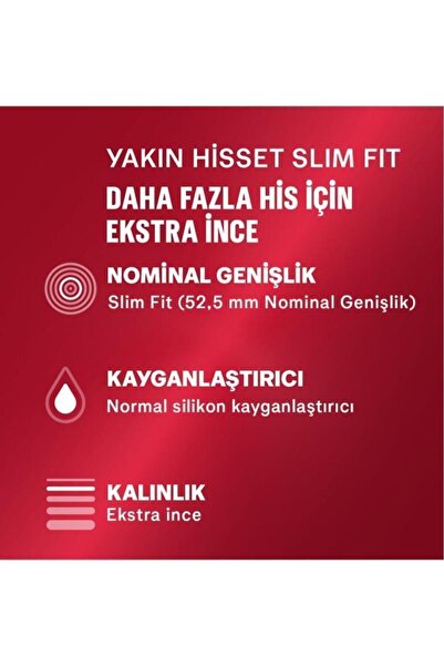 Durex Yakın Hisset Slim Fit İnce Prezervatif 32'li (16x2 Adet)