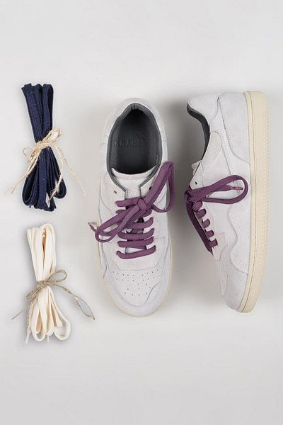 Krahe Zeus Men's White Sneakers - Genuine Leather, Hand Painted, Laces and Spare Laces