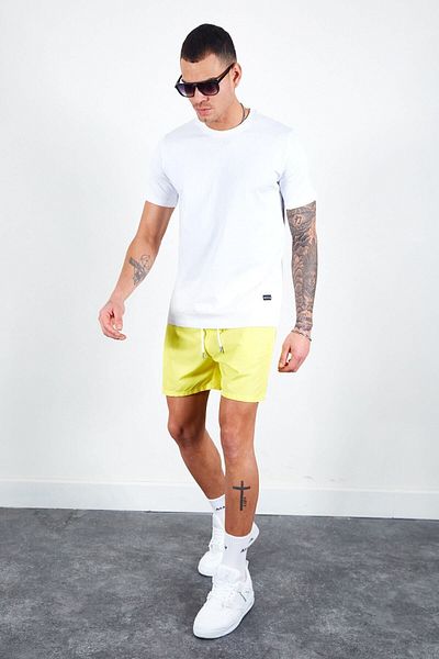 Manche Yellow Pocket Zippered Men's Sea Shorts
