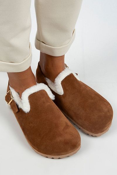 Manijero Dámské semišové sandály Holly Furry z pravé kůže s přezkou s přezkou