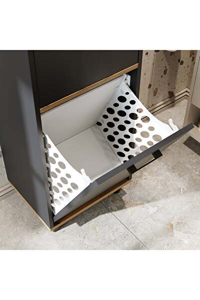 ROOMART Çamaşır Sepetli Banyo Dolabı, Çok Amaçlı Çekmeceli Dolap 45 cm