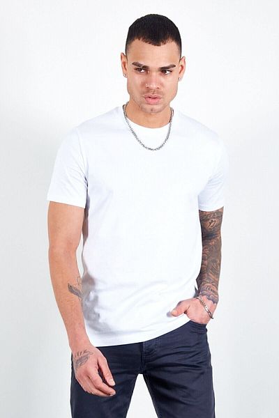 Manche Men's White Basic T-Shirt - Mes216959-01
