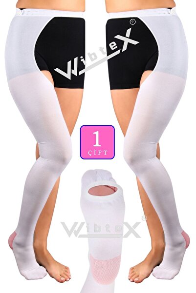 WibteX Ameliyat Çorabı Belden Kemerli Anti-emboli (beyaz Renk)(çift Bacak)