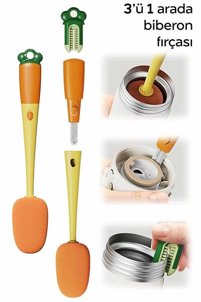 ARVALE 3 in 1 Cup Cleaning Brush |   Bottle Baby Bottle Cup Flask Clear Brush 28 cm