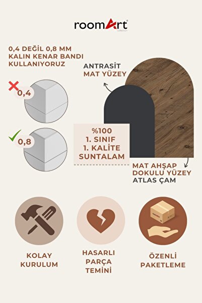 ROOMART Cd10 Çamaşır-kurutma Makinesi Dolabı 3 Raflı 2 Kapaklı Banyo Dolabı Mat Antrasit-ahşap 1713