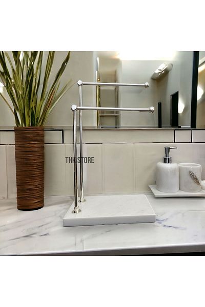 THK STORE Metal Bathroom Hand Towel Holder Paper Towel Holder Stand with Marble Legs
