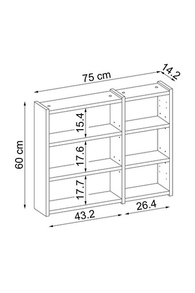 ROOMART Banyo Dolabı Kulpsuz 2 Kapaklı Mdf 75 Cm Aynalı Banyo Üst Dolabı