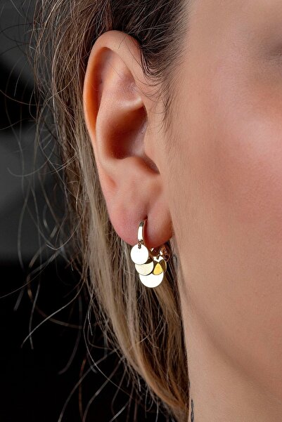 MOOM MÜCEVHERAT Kadın 14 Ayar Altın Sallantılı Halka Küpe