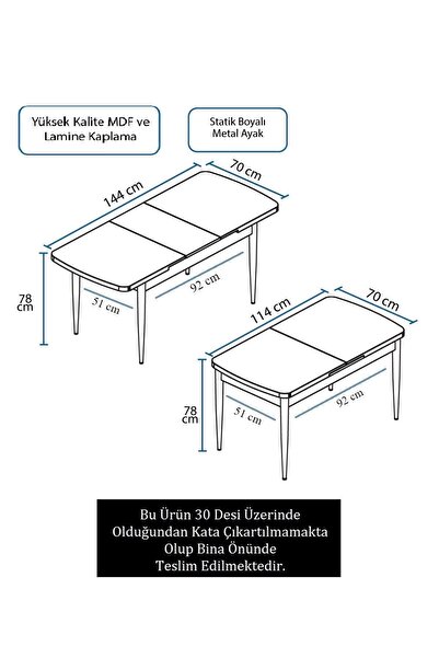 Canisa Han Serisi, 70x114 Açılabilir Mdf Yemek Masası, Siyah Mermer Desen Masa
