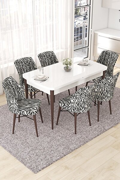 Canisa Nef Serisi 70x114 Açılabilir Mdf Beyaz Masa Ceviz Ayak Masa Takımı Ve ...