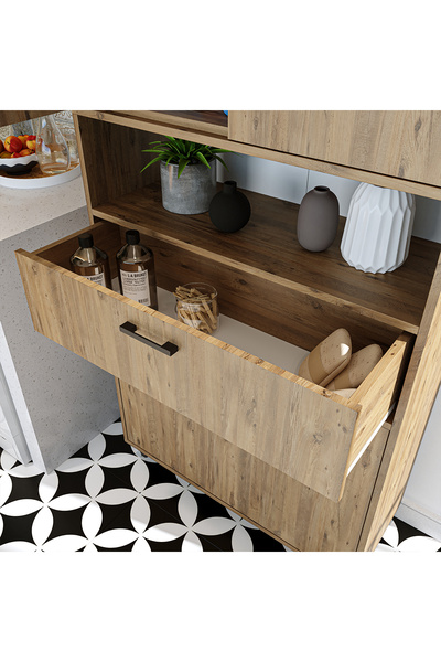 ROOMART Çamaşır Sepetli Banyo Dolabı, Çok Amaçlı Çekmeceli Dolap 90 x 200 cm