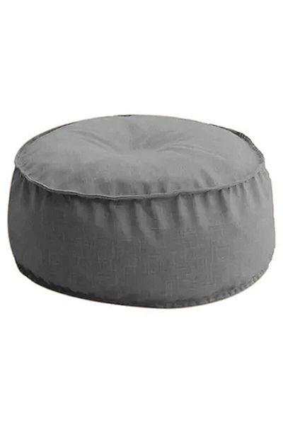 In House Round Decorative Linen Bean Bag - 70x25 cm - Light Grey