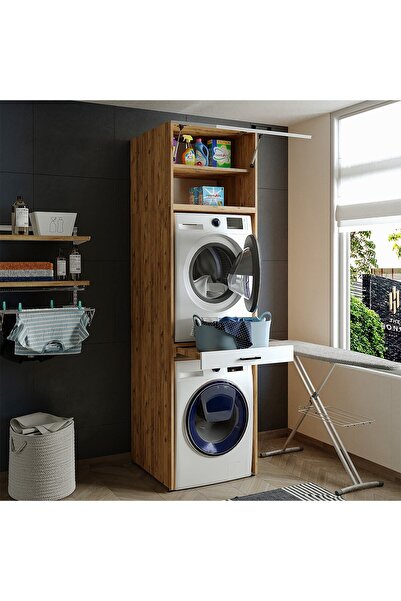 ROOMART Çamaşır Ve Kurutma Makinesi Dolabı+üst Dolabı 67x240 Cm