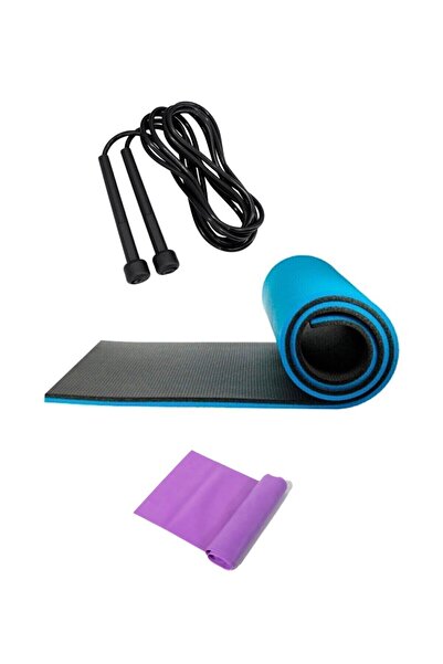 Tosima طقم بساط بيلاتيس 8 مم للتمارين الرياضية وحبل القفز، بساط اليوجا للتمرين